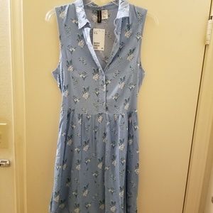 Blue floral open back dress